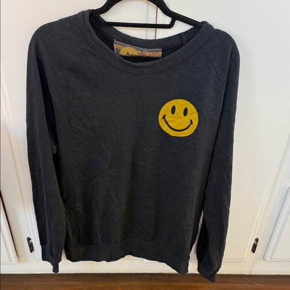 Aviator Nation Tops - Aviator Nation Black Sweatshirt with Yellow Smiley